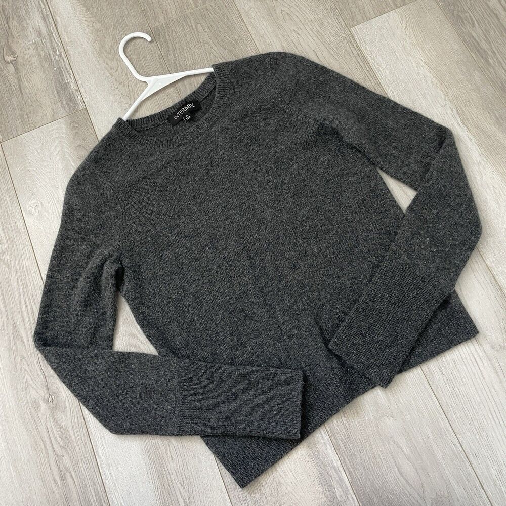 Intermix Cashmere Sweater crewneck womens Gray xsmall classic minimalist office